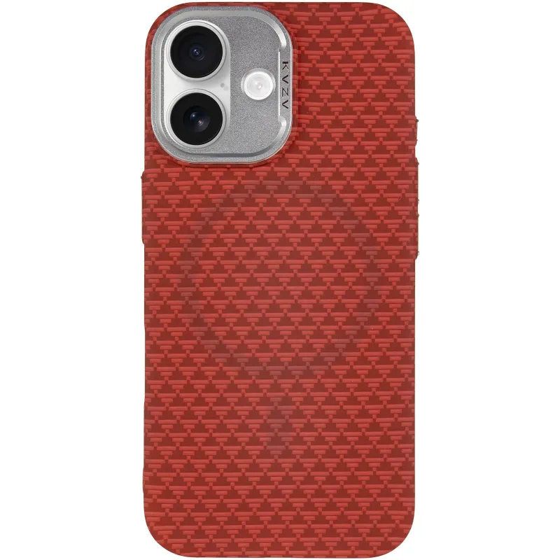 Чехол TPU+PC KVZV Triangular Pattern with Magnetic Fit для Apple iPhone 17 (6.3") – Red. Фото 4 из 7