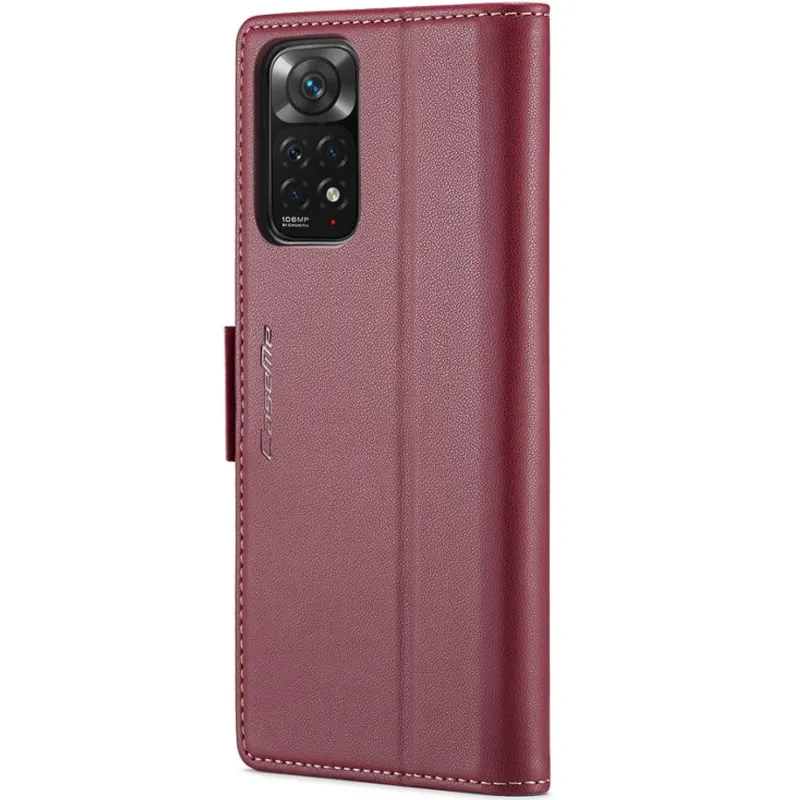 Шкіряний чохол-книжка CaseMe Nappa leather для Xiaomi Redmi Note 11 (Global) / Note 11S – Red. Фото 3 з 10