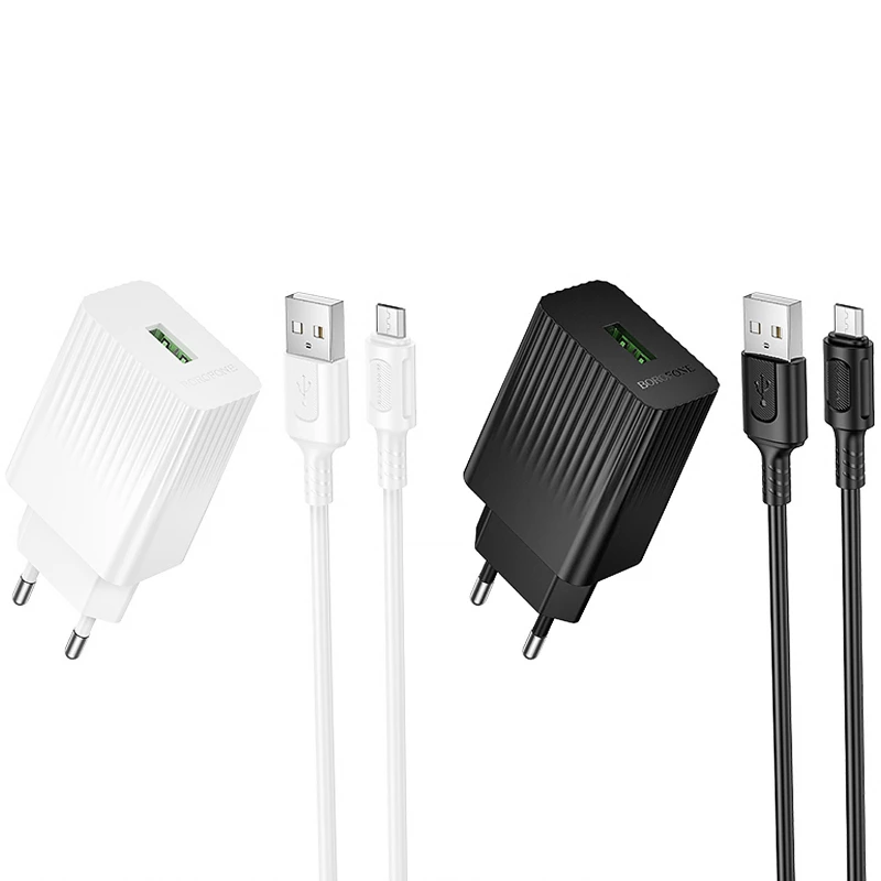 МЗП Borofone BAS72A Source QC3.0 (1USB-A) + кабель USB to MicroUSB фото 2 з 2
