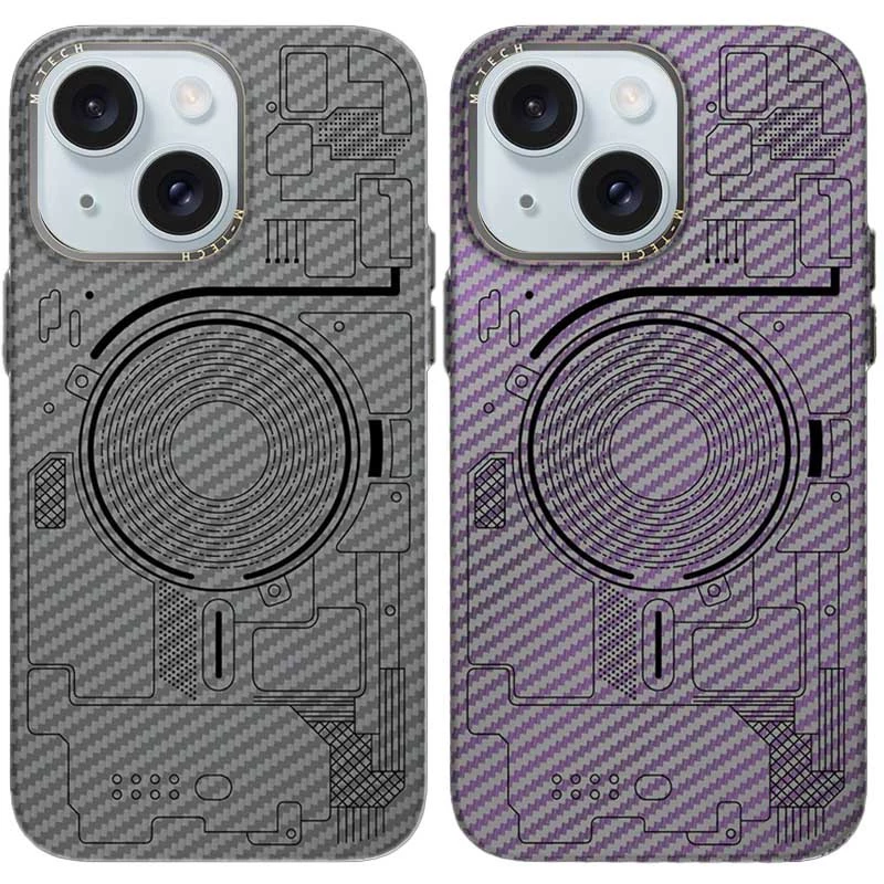 Карбоновый техно чехол с MagSafe для Apple iPhone 15 (6.1") фото 1 из 1