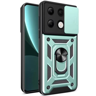 Ударопрочный чехол Serge Ring с защитой камеры для Xiaomi Poco M6 Pro 4G — Зеленый