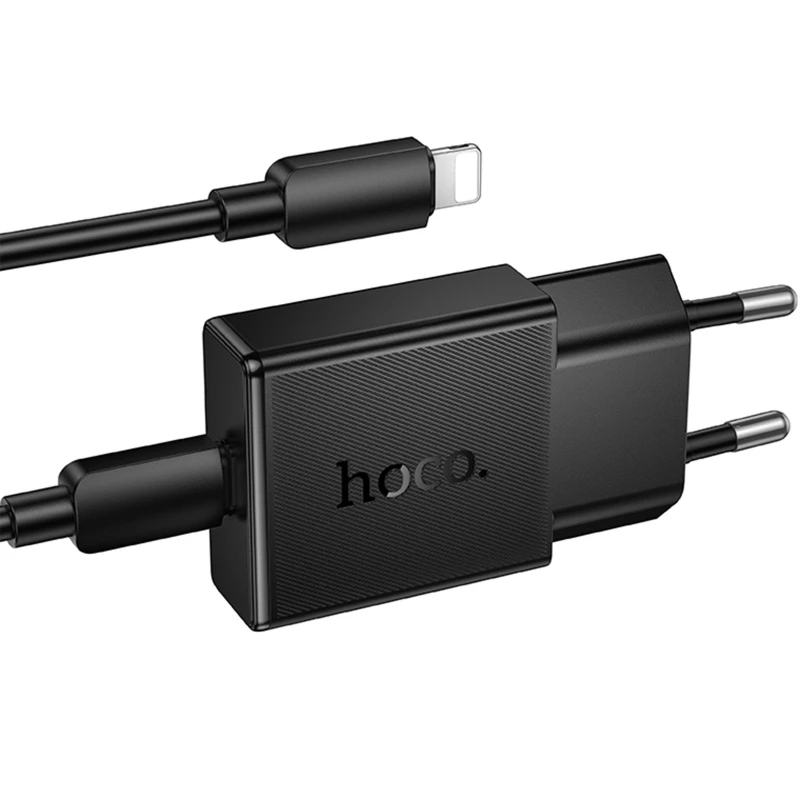 СЗУ Hoco N72 Speed ultra-thin PD20W (1USB-C) + кабель Type-C to Lightning – Black. Фото 3 из 4