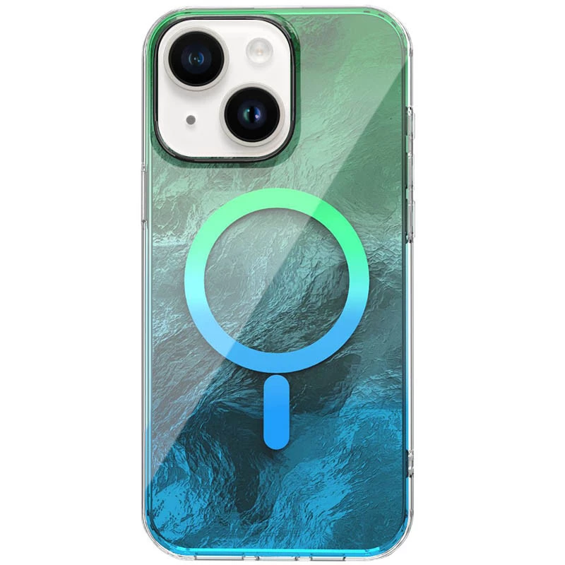 Силіконовий чохол Shiny Mountain (MagFit) для Apple iPhone 15 (6.1") – Green / Blue. Фото 1 з 2