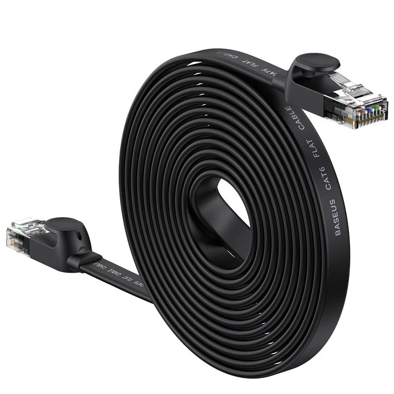 Кабель Baseus High Speed CAT6 Gigabit Ethernet Cable (Flat Cable) 12m Cluster (B00133205111-00) – Black. Фото 5 из 8