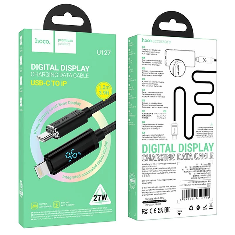 Дата кабель Hoco U127 Power Type-C to Lightning – Black. Фото 5 з 5
