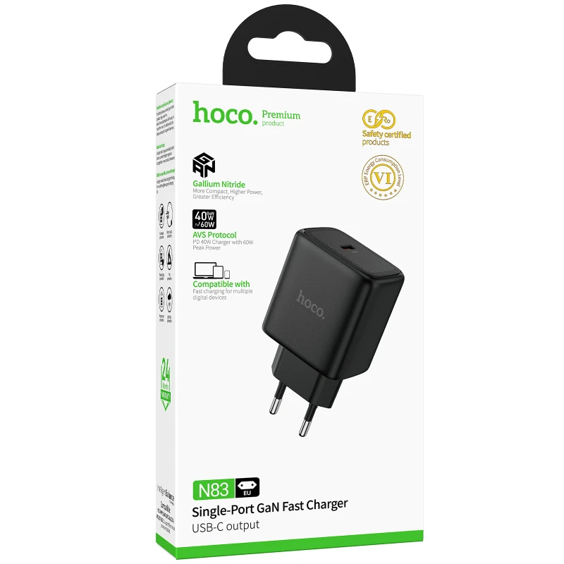 МЗП Hoco N83 Profit PD40W (1USB-C) – Black. Фото 2 з 4