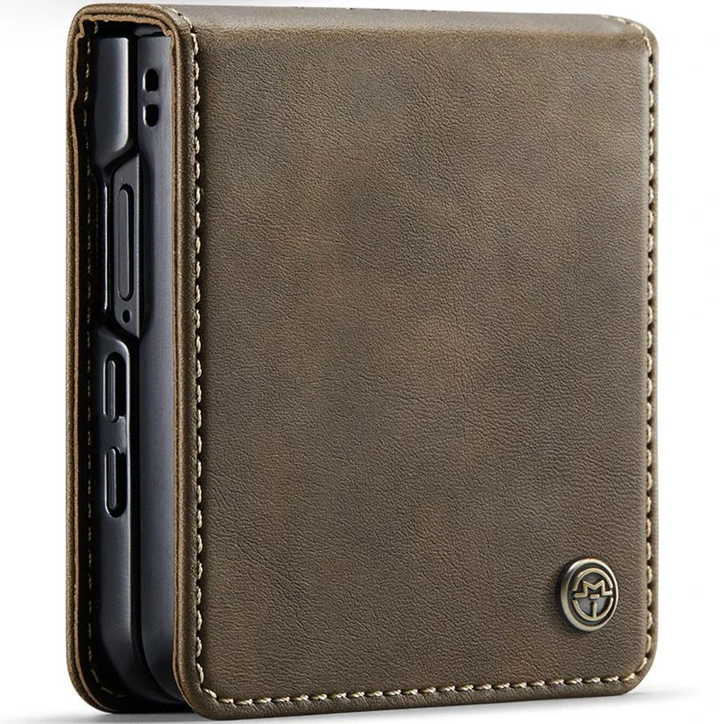 Кожаный чехол-книжка CaseMe Velvet Matte для Samsung Galaxy Z Flip7 – Coffee. Фото 2 из 5