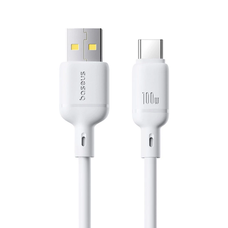 Дата кабель Baseus Silky Series OS Fast Charging USB to Type-C 100W (2m) (P10377703) – Moon White. Фото 1 з 4