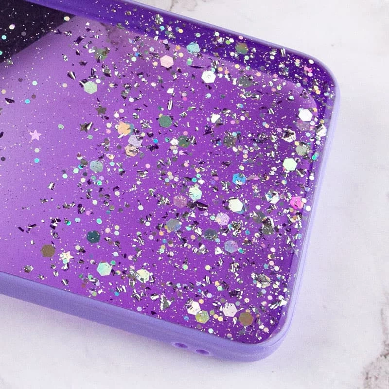 Чохол з блискітками та захистом камери на Xiaomi Redmi Note 12 4G – Бузковий. Фото 3 з 9