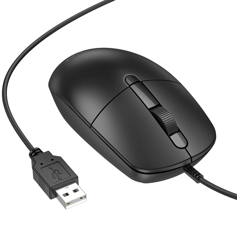 Мышь проводная Borofone BG17 Morning – Black. Фото 5 из 6