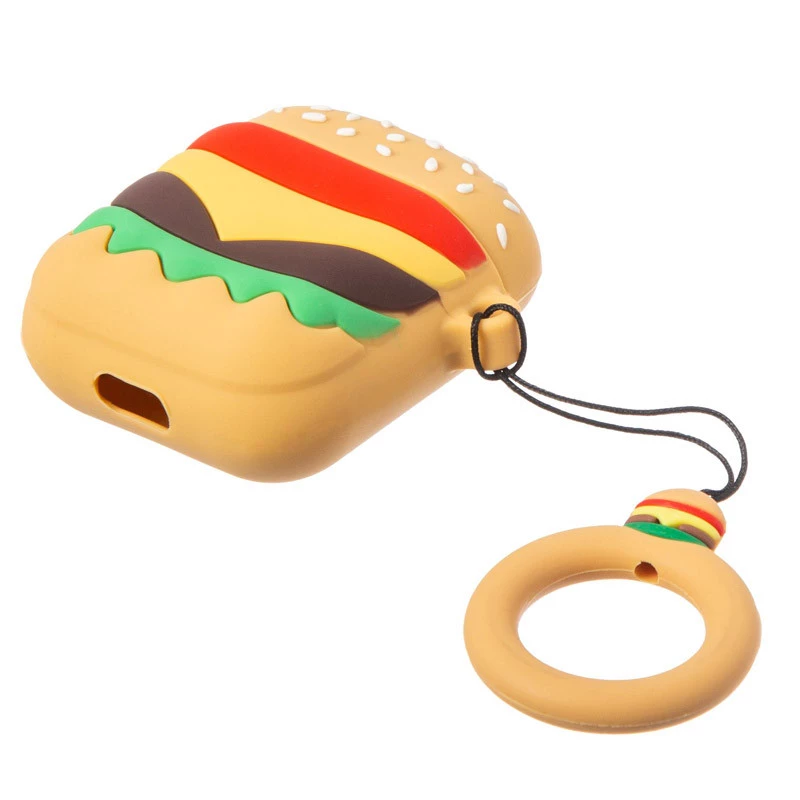 Силіконовий футляр Food для навушників AirPods 1/2 + кільце – Бургер. Фото 2 з 2