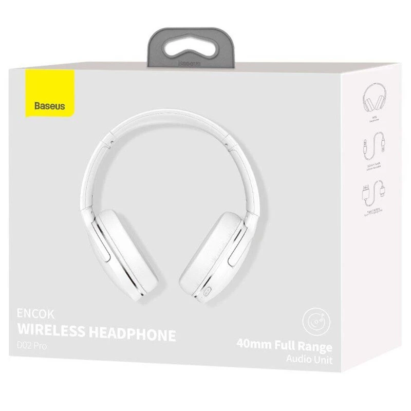 Накладні бездротові навушники Baseus Encok Wireless headphone D02 Pro (NGTD01030) – White. Фото 6 з 8
