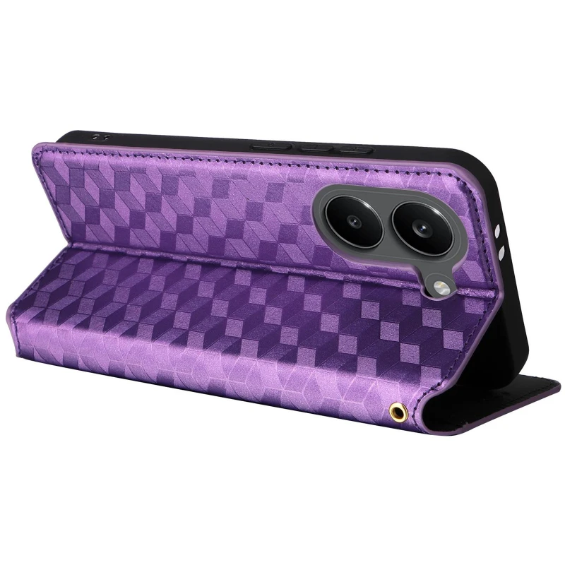 Кожаный чехол-книжка Rhombus Book для Xiaomi POCO X8 Pro – Purple. Фото 6 из 7