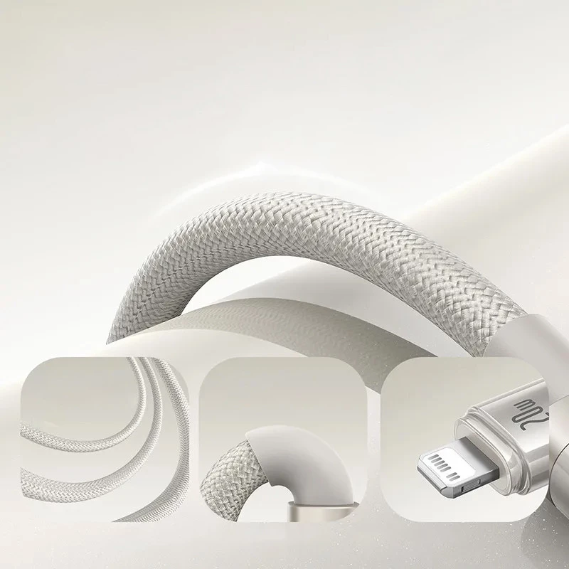 Дата кабель Baseus Titanium Alloy Fast Charging USB to Lightning 2.4A (1m) (P10378102) – Galaxy Titanium Gold. Фото 4 з 6