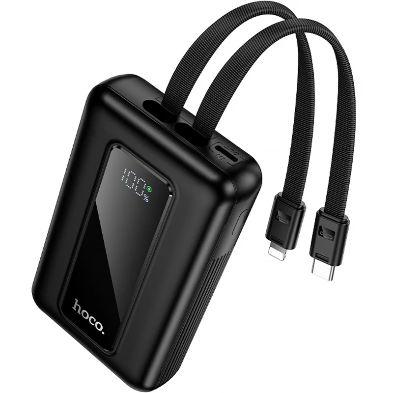 Портативний ЗП Power Bank Hoco J162A Full power 22.5W+PD20W with 2 cables 20000 mAh – Black. Фото 3 з 6