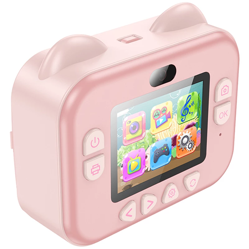 Дитяча фотокамера з моментальним друком Hoco DV204 Dual-camera – Pink. Фото 2 з 5