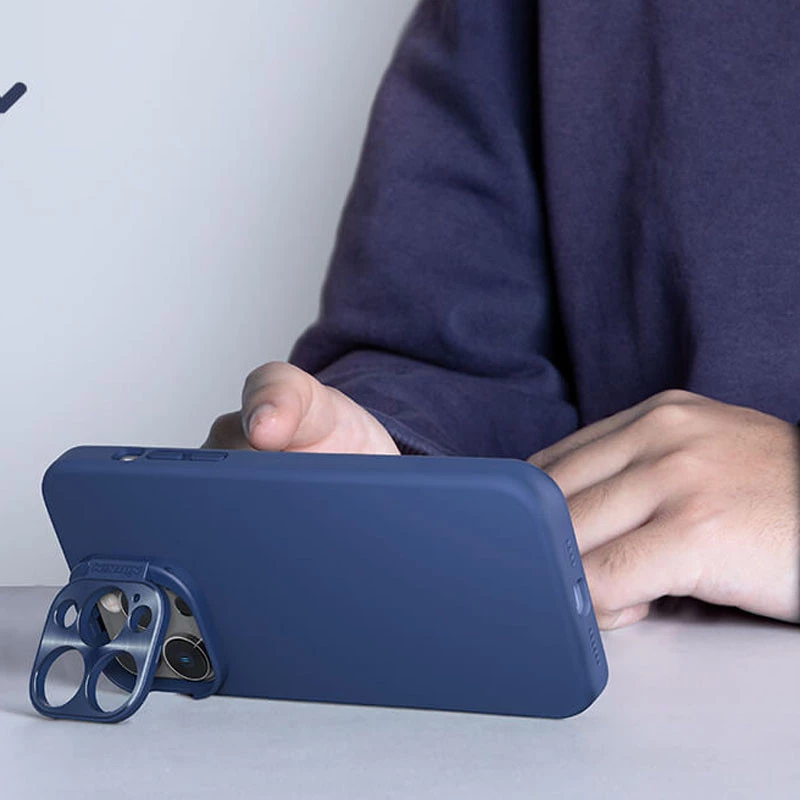 Чехол Silicone Nillkin LensWing Prop Magnetic для Apple iPhone 16 Pro Max – Синий / Blue. Фото 12 из 14