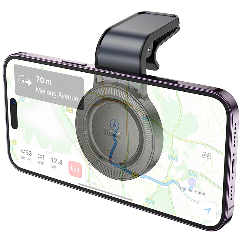 Автотримач Hoco H59 Show ring magnetic (L air outlet) – Black / Metal gray. Фото 5 з 7