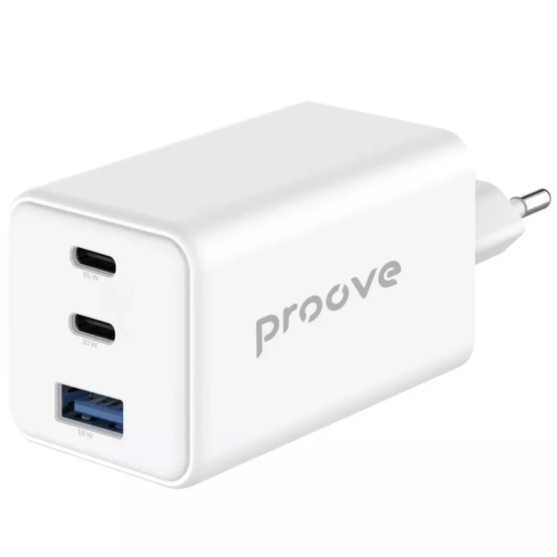 СЗУ Proove Pocket GaN 65W (1USB-A/2C) – White. Фото 2 из 4