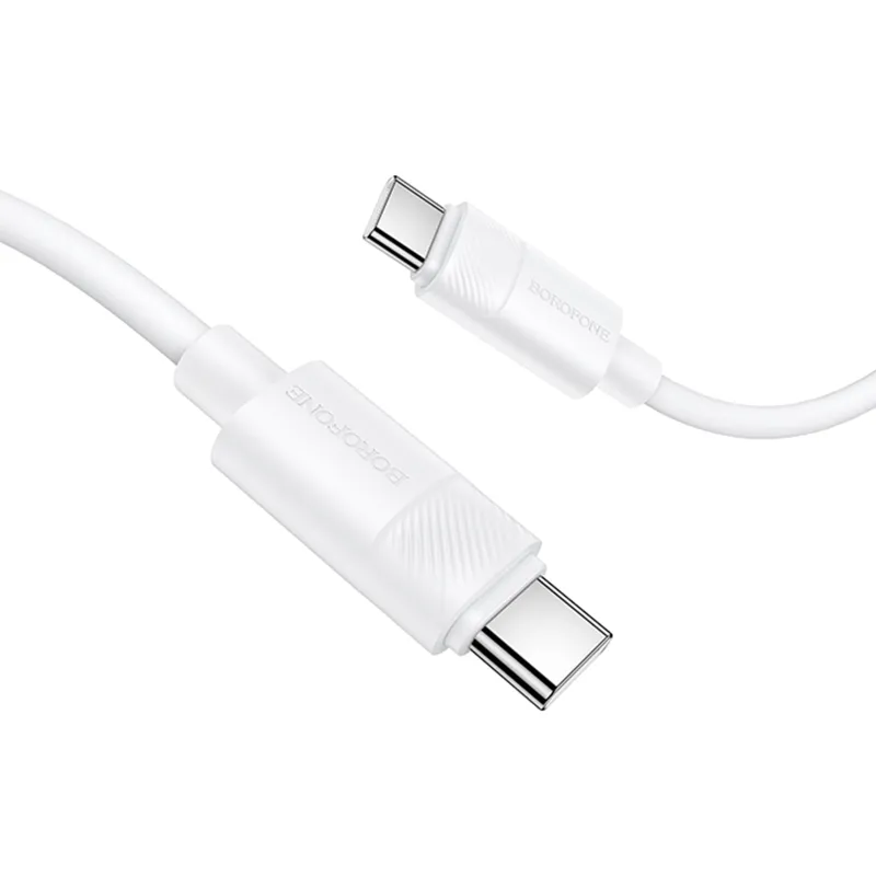 Дата кабель Borofone BX123 Leya Type-C to Type-C 60W (1m) – White. Фото 3 з 4