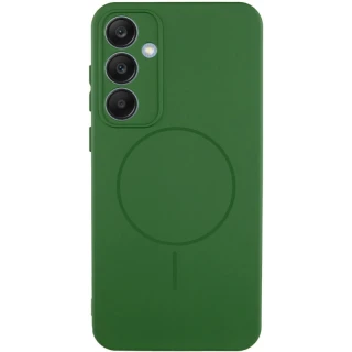 Чехол Silicone Cover Lakshmi Full Camera (AA) with Magnetic Fit для Samsung Galaxy S24 FE — Зеленый / Dark green