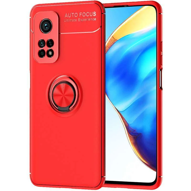 Чехол Deen ColorRing с кольцом для Realme C33 – Красный / Красный. Фото 1 из 2