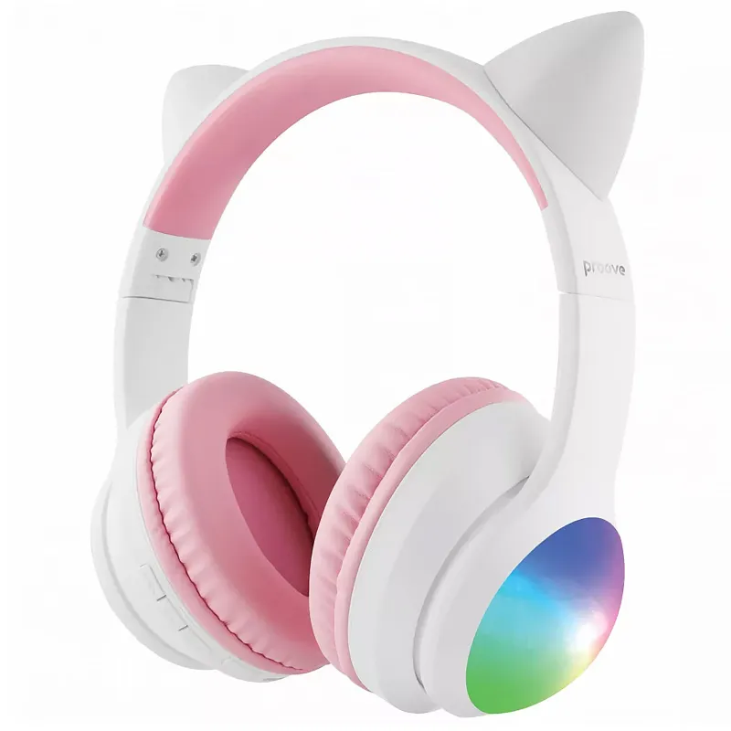 Накладні бездротові навушники Proove Kids LumiCat (APP) – White / Pink. Фото 2 з 5