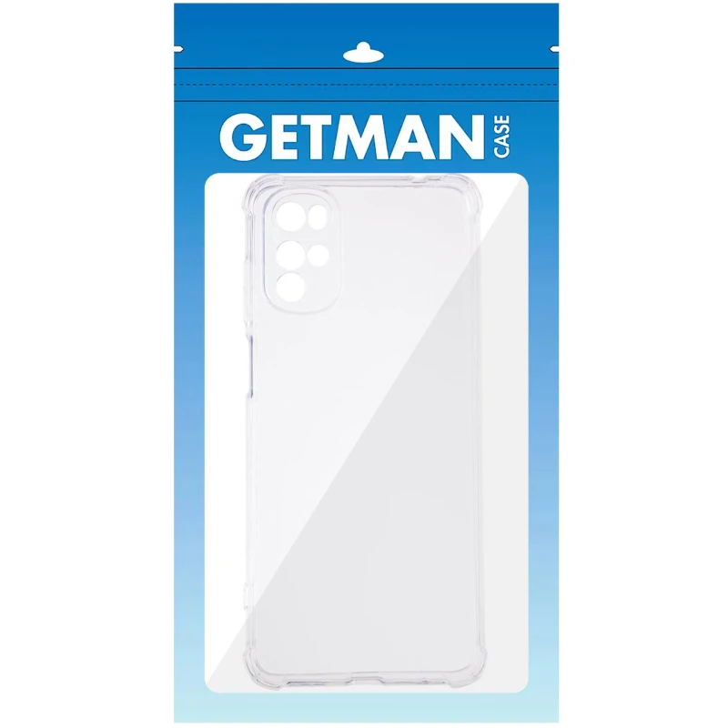 Ультратонкий силиконовый чехол GETMAN с крытыми бортами та камерою на Motorola Moto G22 – Бесцветный (прозрачный). Фото 6 из 8