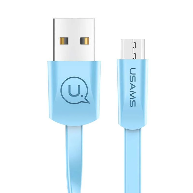 Дата кабель USAMS US-SJ201 USB to MicroUSB 2A (1.2m) – Блакитний. Фото 2 з 4