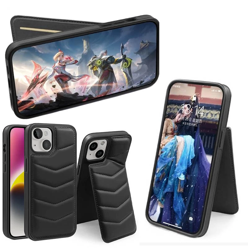 Шкіряна накладка Пуховик з Magnetic Safe на Apple iPhone 14 (6.1") – Black. Фото 3 з 4