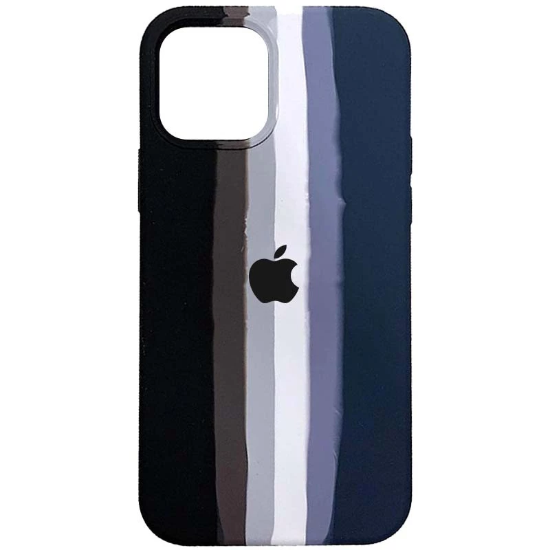 

Чехол Silicone Case Радуга для Apple iPhone 13 (6.1") (Черный / Синий), Чорний / синій