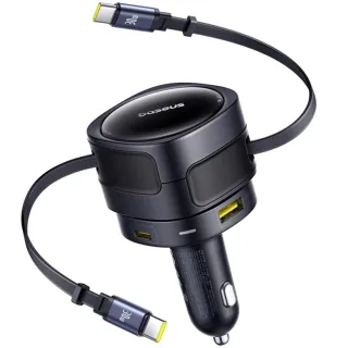 АЗП Baseus Enjoyment Max PD90W with retractable cables (1USB-A/3C) (C00035507121) фото 1 з 1