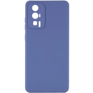 Кольоровий силіконовий чохол із захистом камери на Xiaomi Poco F5 Pro — Блакитний / Mist blue