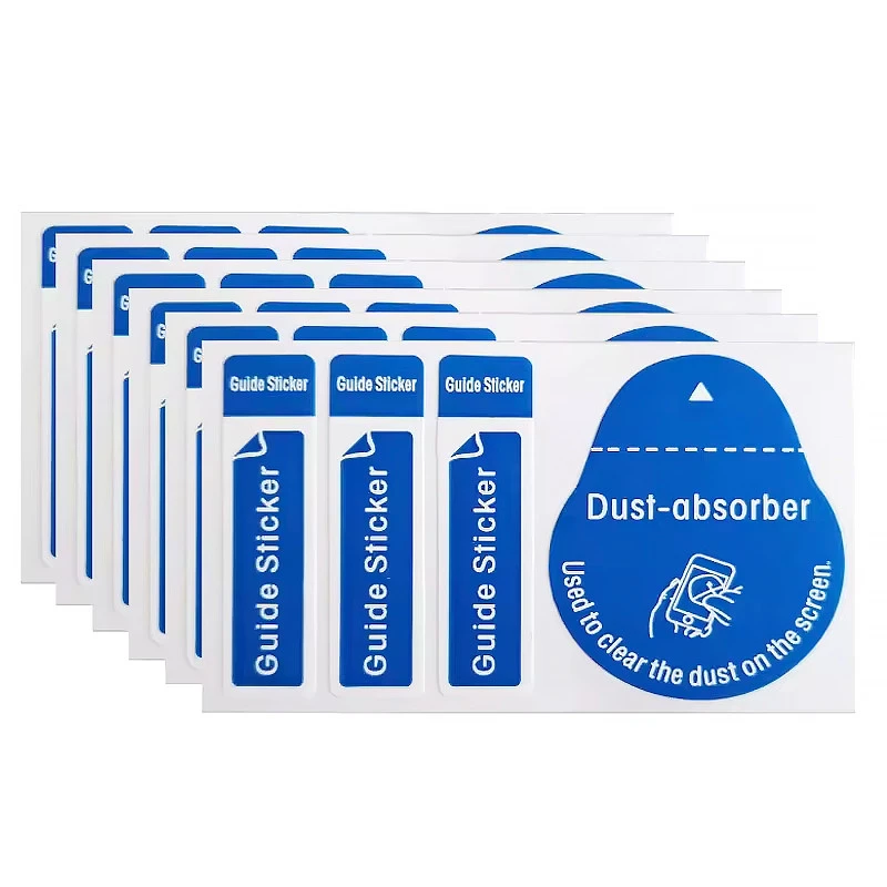 Стікери (3+1) для поклейки захисного скла (упаковка 200 шт.) – Синій. Фото 4 з 6