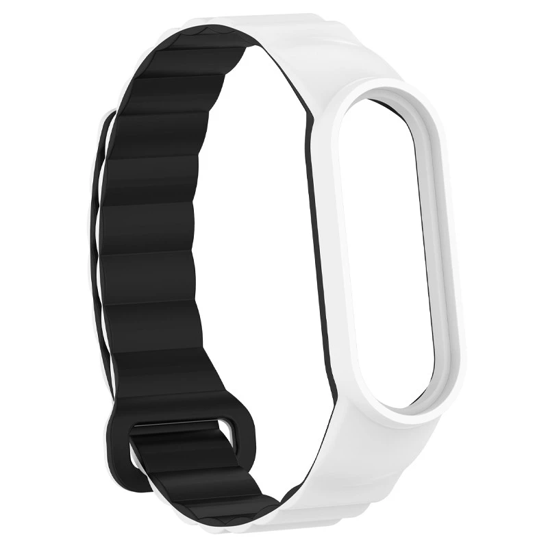 Ремінець Dual-color Magnetic для Xiaomi Mi Band 7/6/5/4/3 – White / Black. Фото 3 з 4