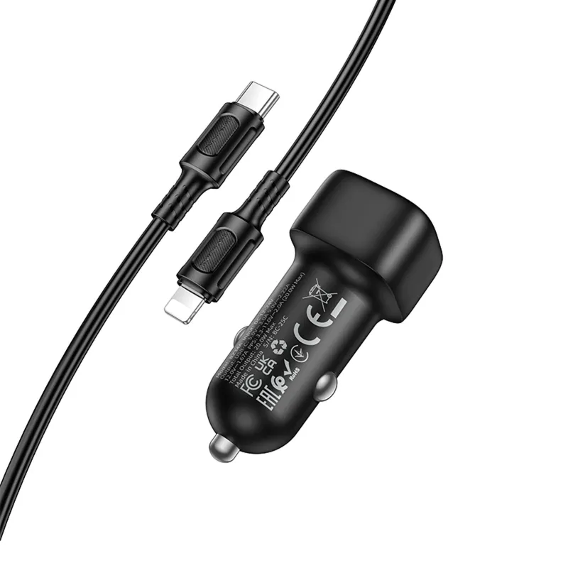 АЗП Borofone BZ34A Cloud PD20W (1USB-C) + кабель Type-C to Lightning – Black. Фото 5 з 5