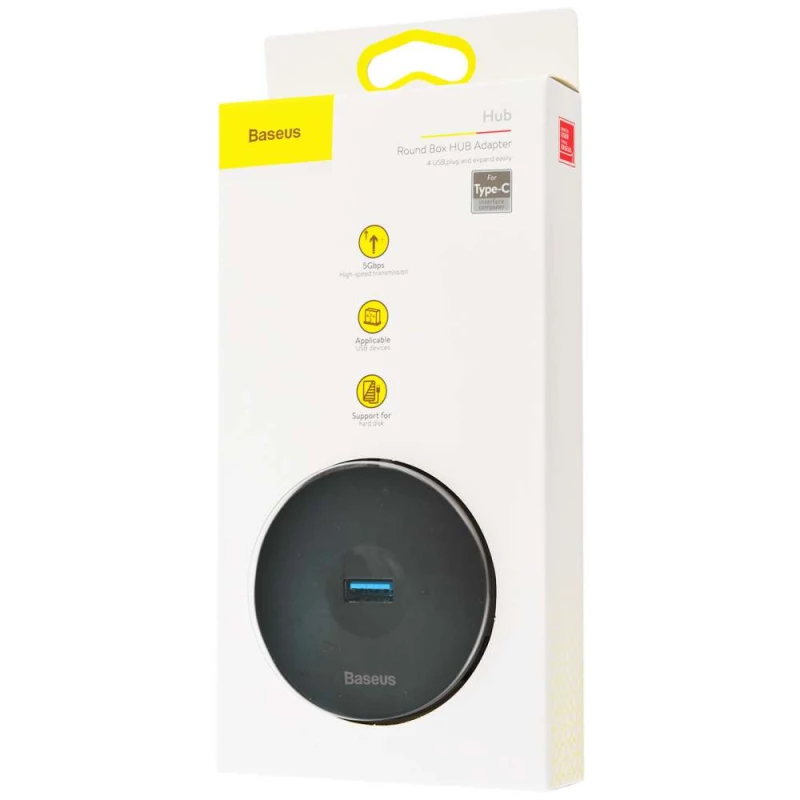 

Перехідник HUB Baseus Round Box Type-C to USB 3.0 + 3USB 2.0 (Чорний)