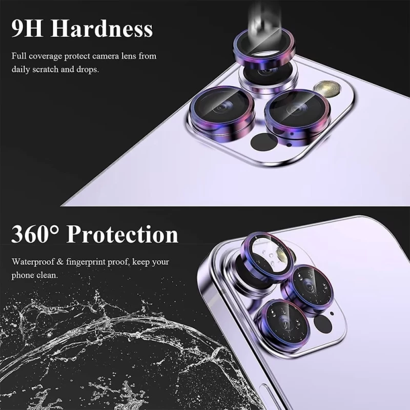 Металеве захисне скло на камеру на Apple iPhone 12 Pro (6.1") – Бузковий / Rainbow. Фото 9 з 10