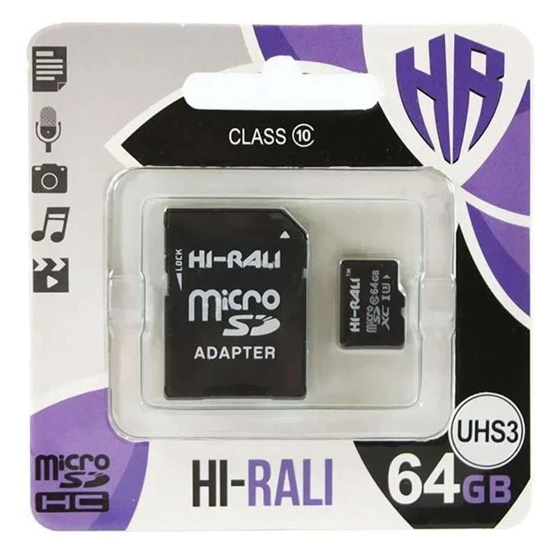 

Карта пам'яті Hi-Rali microSDXC (UHS-3) 64 GB Card Class 10 з адаптером