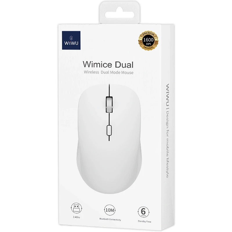 Бездротова миша WIWU WM108 2.4G+BT5.0 – White. Фото 6 з 6