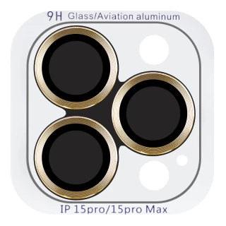 Металлическое защитное стекло на камеру для Apple iPhone 15 Pro (6.1") — Золотой / Gold