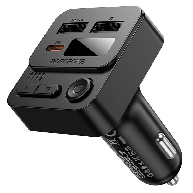 АЗП FM модулятор Borofone BC60 Hero 35W (2USB-A/1C) – Black. Фото 5 з 8