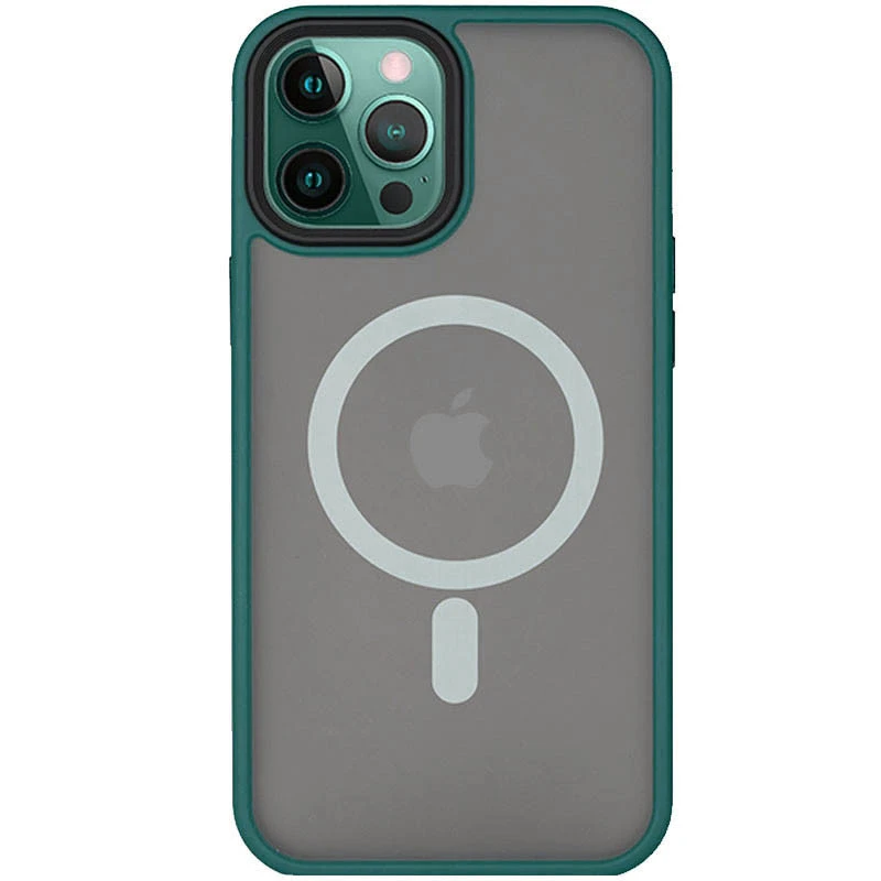 TPU+PC з металевими кнопками та MagSafe на Apple iPhone 14 Pro (6.1") – Зелений / Dark Green. Фото 2 з 6