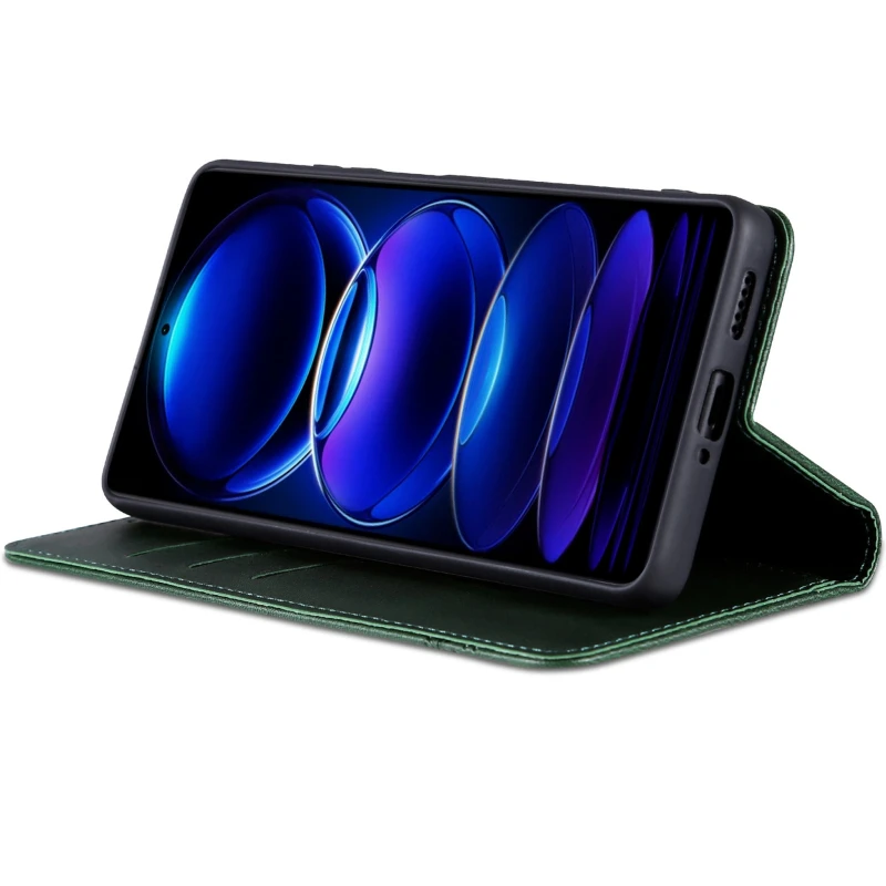 Шкіряний чохол-книжка AZNS Classic series для Xiaomi Redmi 15 (EU) – Dark Green. Фото 4 з 4