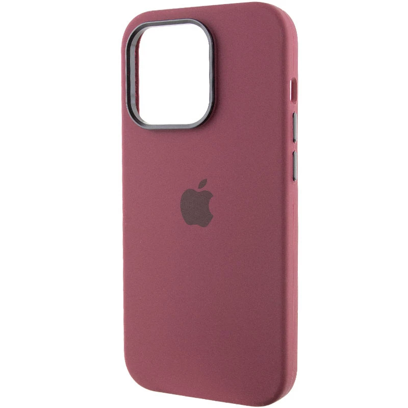 Чохол Silicone Case з металевими кнопками на Apple iPhone 13 Pro (6.1") – Бордовий / Plum. Фото 4 з 9