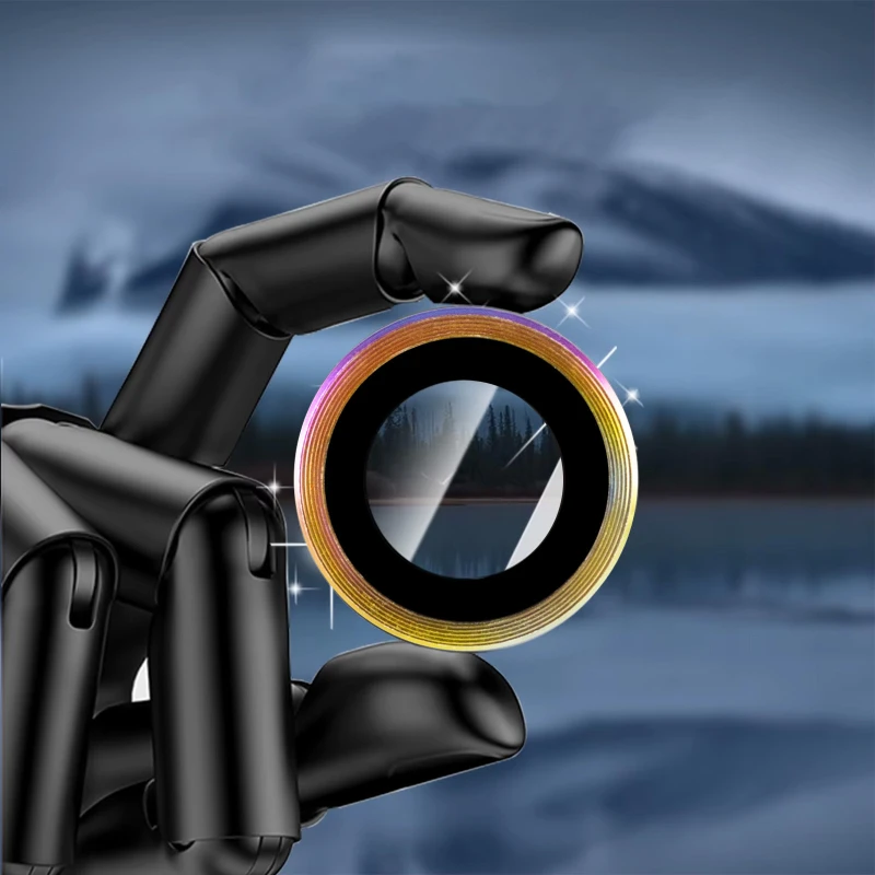 Металеве захисне скло на камеру на Apple iPhone 17 Air (6.5") – Бузковий / Rainbow. Фото 10 з 12