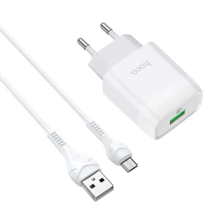 МЗП Hoco C72Q Glorious QC3.0 18W (1USB/3A) + MicroUSB фото 1 з 5