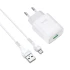 МЗП Hoco C72Q Glorious QC3.0 18W (1USB/3A) + MicroUSB – Білий. Фото 1 з 5