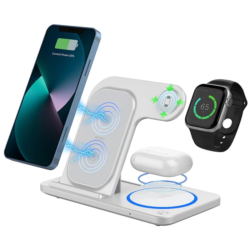 БЗУ WIWU Wi-W020 3 in 1 wireless charger – White. Фото 5 из 8