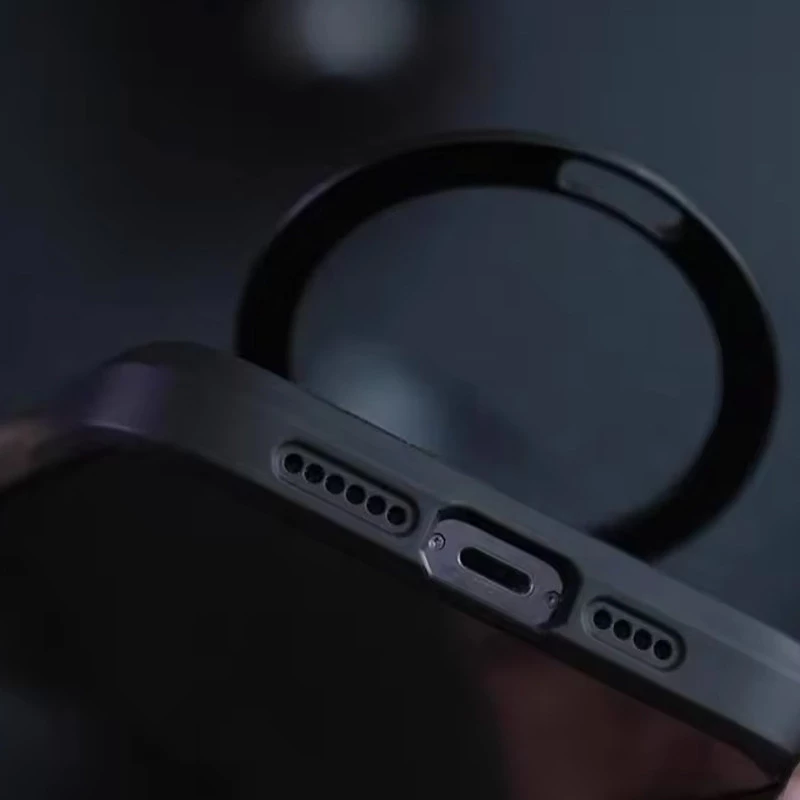 Кольоровий TPU+PC з металевими кнопками , кільцем та MagSafe для Apple iPhone 14 (6.1") – Чорний. Фото 4 з 4